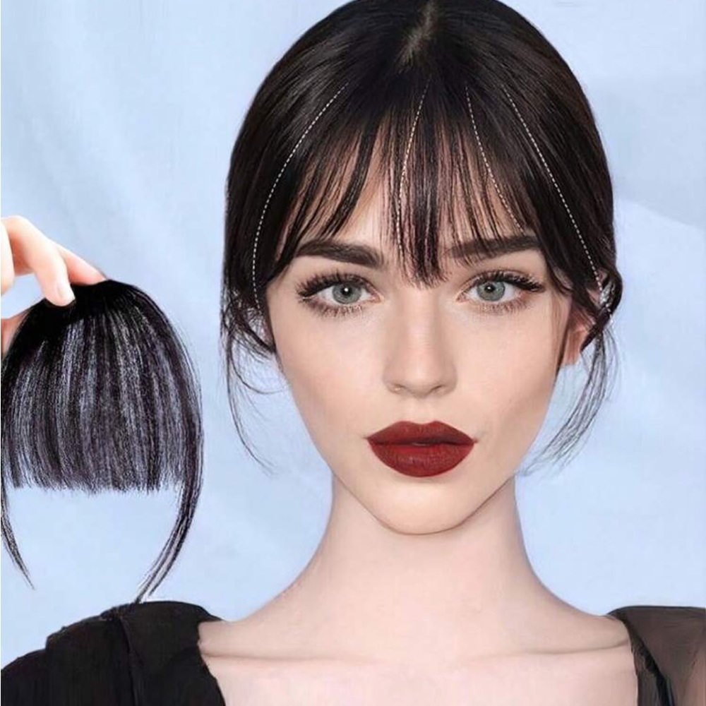 Clip In Front Bangs With Sideburns black